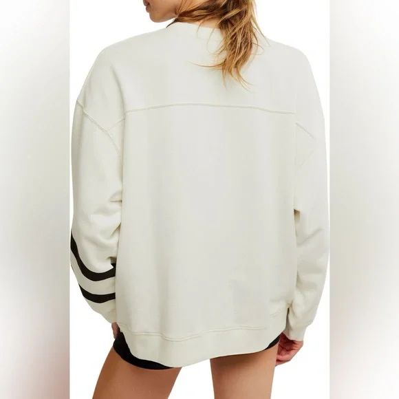 FP Movement Cream Crew Neck Sweatshirt All Star Graphic Oversized NWOT - Picture 2 of 5